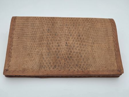 Vintage Clutch Echtes Echsenleder Handarbeit Braun Tasche