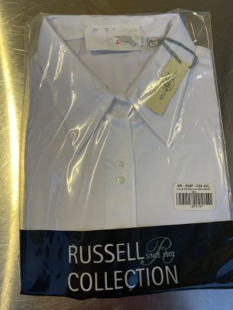Langarm Bluse Weiss bügelfrei 957F Russell Collection Gr.4XL