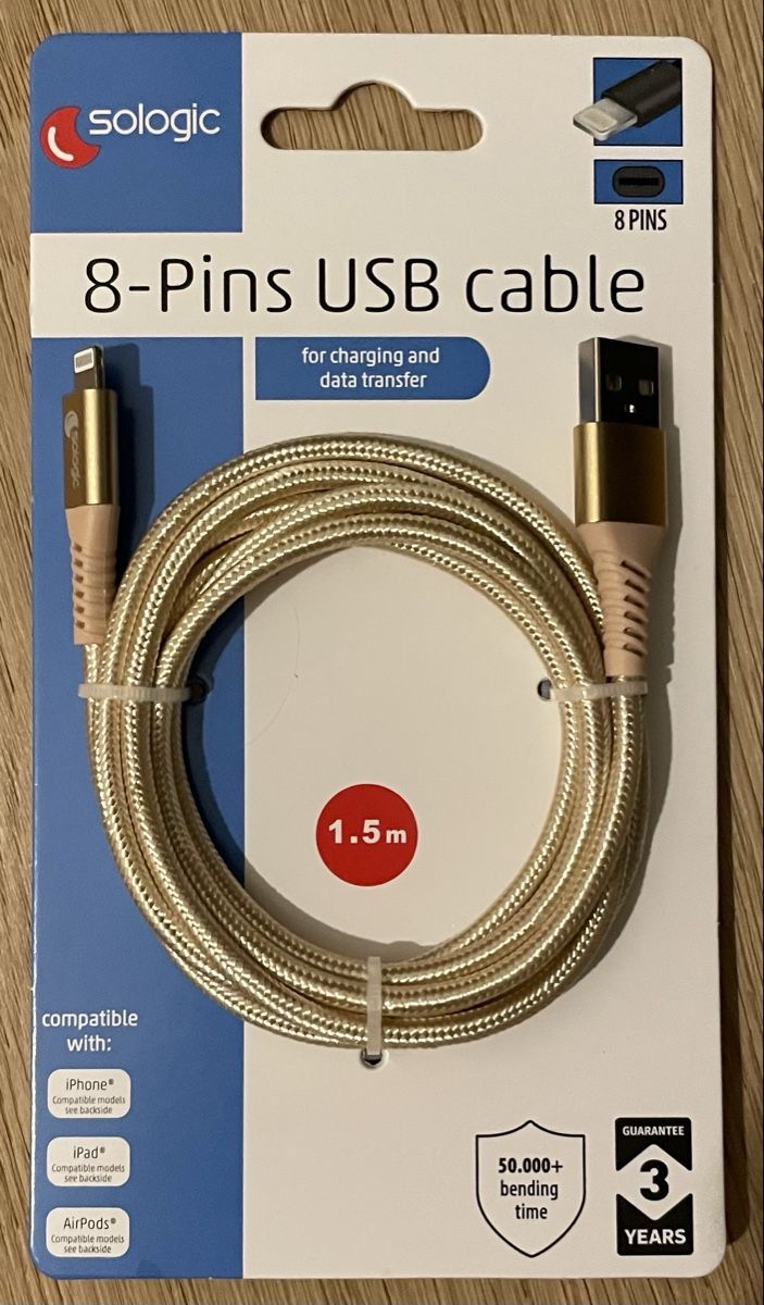 Cavi: Brand new 8-Pins USB 1.5m cable charging & data transfer – Nuovo e nell'imballaggio originale da Embrach venduto da lau_2gtp