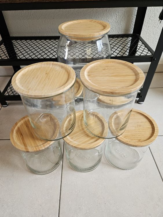 Ikea Vorratsglser mit Bambusdeckel/8 Stck/2 Grssen (Gebraucht) in Baar  fr CHF 5  nur Abholung auf Ricardo kaufen