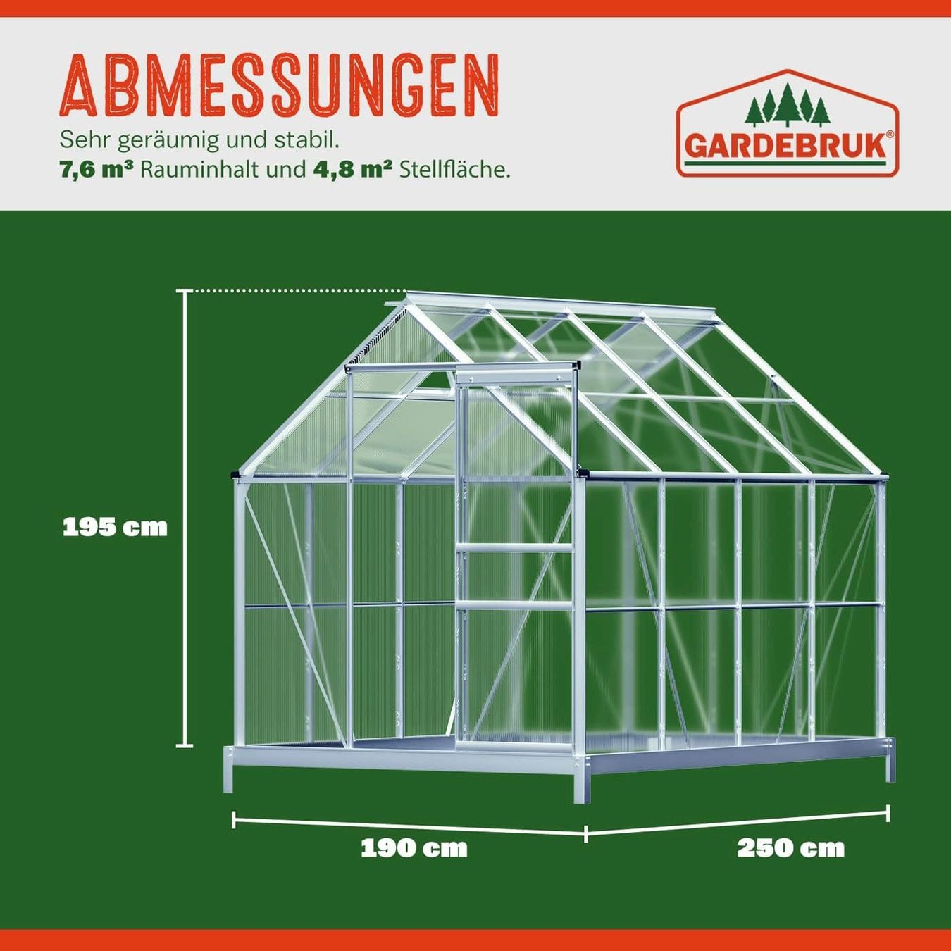 Casette da giardino & serre: Gewächshaus 250x190x195cm mit Fundament – Nuovo e nell'imballaggio originale da Bottighofen venduto da zaap 3