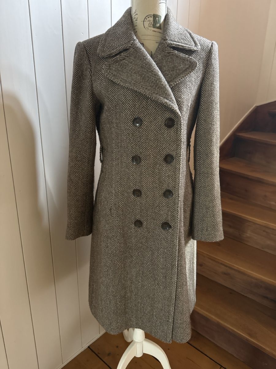 Zara Mäntel: Wollmantel ZARA Basic Gr. L Braun Chevron Muster – Gebraucht aus Cham von matap1 1