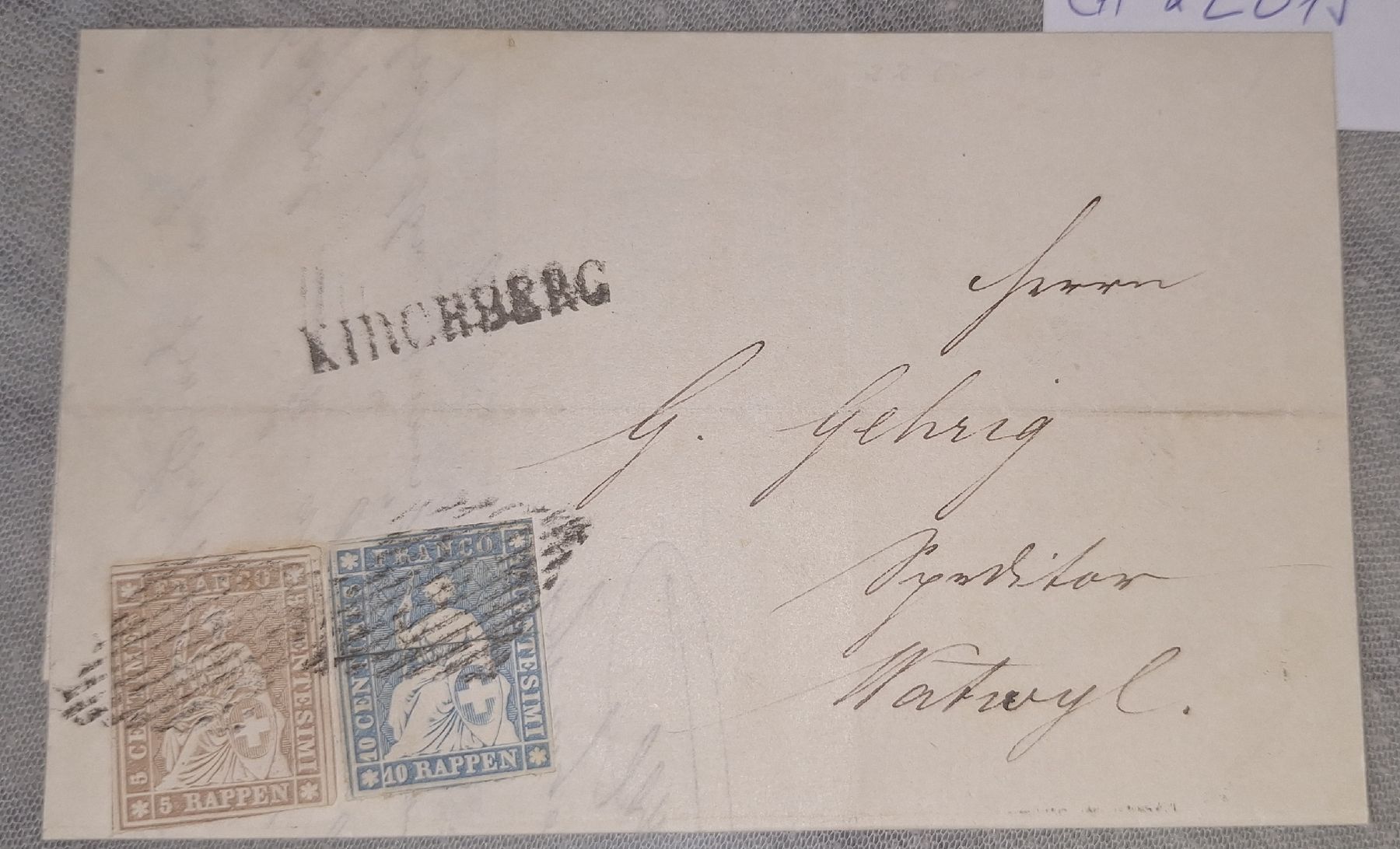 Tutti i francobolli: Strubelbrief 22C / 23B Kirchberg Kat.- 550.- – Usato da Balgach venduto da SIMEON27