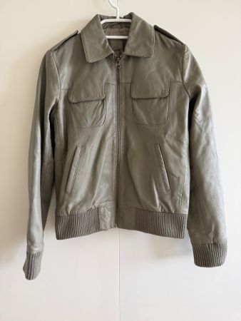 KOOKAI Veste en cuir gris souple taille XS