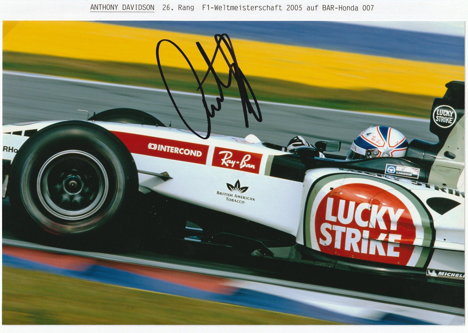 Autografi: Anthony Davidson / Originalautogramm, F1 – Usato da Schwyz venduto da racingautographs