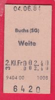 KARTON BILLETT, BUCHS (SG) - WEITE, 2.KLASSE, EINFACH