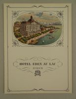 HOTEL EDEN AU LAC ZÜRICH MENUEKARTE, MENÜKARTE