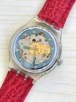 Swatch Automatic Uhr transparent rot mit Box 1991