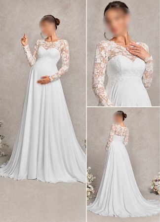 Brautkleid Langarm Spitze Weiss Grösse 38/40