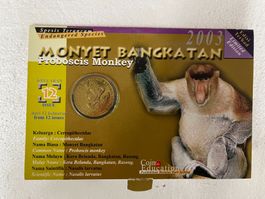 Gedenk-Spende-Goldmünze aus Borneo Malaysia Proboscis Monkey