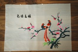 Chinesische Seidenstickerei Fasane Pflaumenblüten Su Xiu Vin
