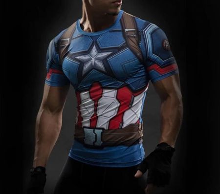 Marvel Captain America Active Shirt XXL, Sport T-Shirt