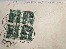 Schweiz 1911, Tell 4er Block, Bern 3.Xll.11, Kat. 1600.—