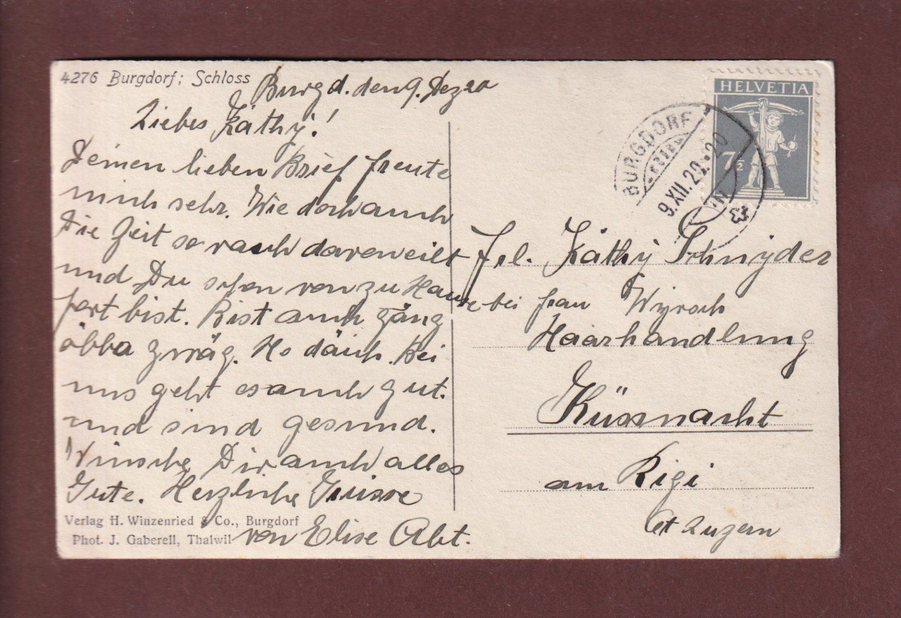 Cartoline postali: BURGDORF - Schloss - 1920 – Usato da Pully venduto da nicecards 1