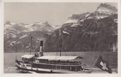 Cartoline postali: Dampfschiff URI auf Urnersee mit Urirotsctock. – Usato da Schlieren venduto da Rapaelli