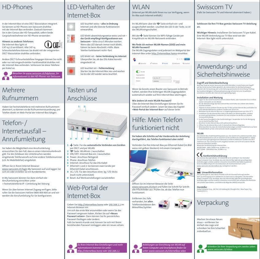 Swisscom Modem & Router: Swisscom Internet Light Internet Box – Usato da Hütten venduto da Nid0 5