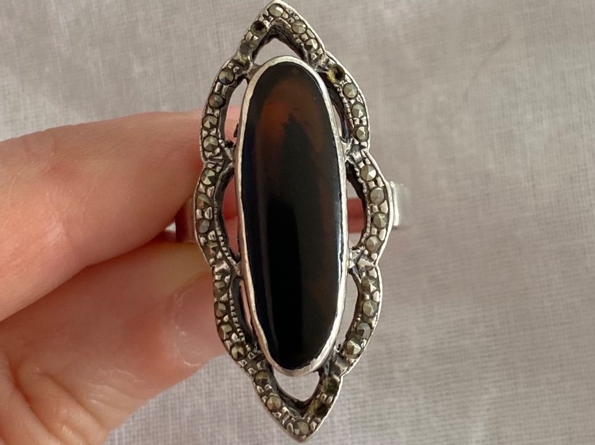 Ringe: Schöner Silberring 925 mit grossem Bernstein - Vintage – Gebraucht aus Bellikon von tomsawyer_75 1