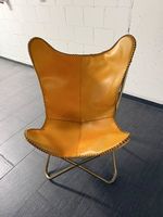 Butterfly Chair mit Lederbezug und Metallgestell 