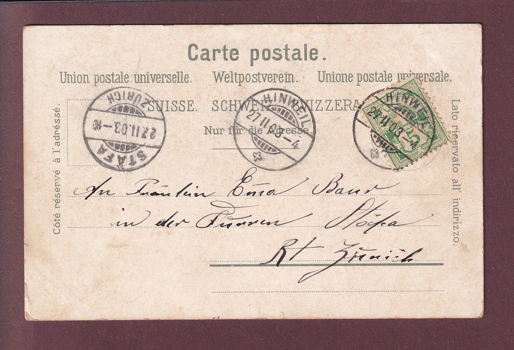 Cartoline postali: BERN - Bärengraben - 1903 – Usato da Pully venduto da nicecards 1