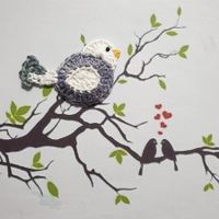 1 Stück Vogel Spatz (R) gehäkelt (crochet, uncinetto) 806