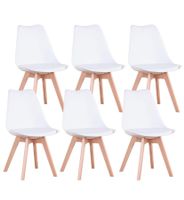 6er Set tolle Nordic Stühle gepolstert in weiss, NEU