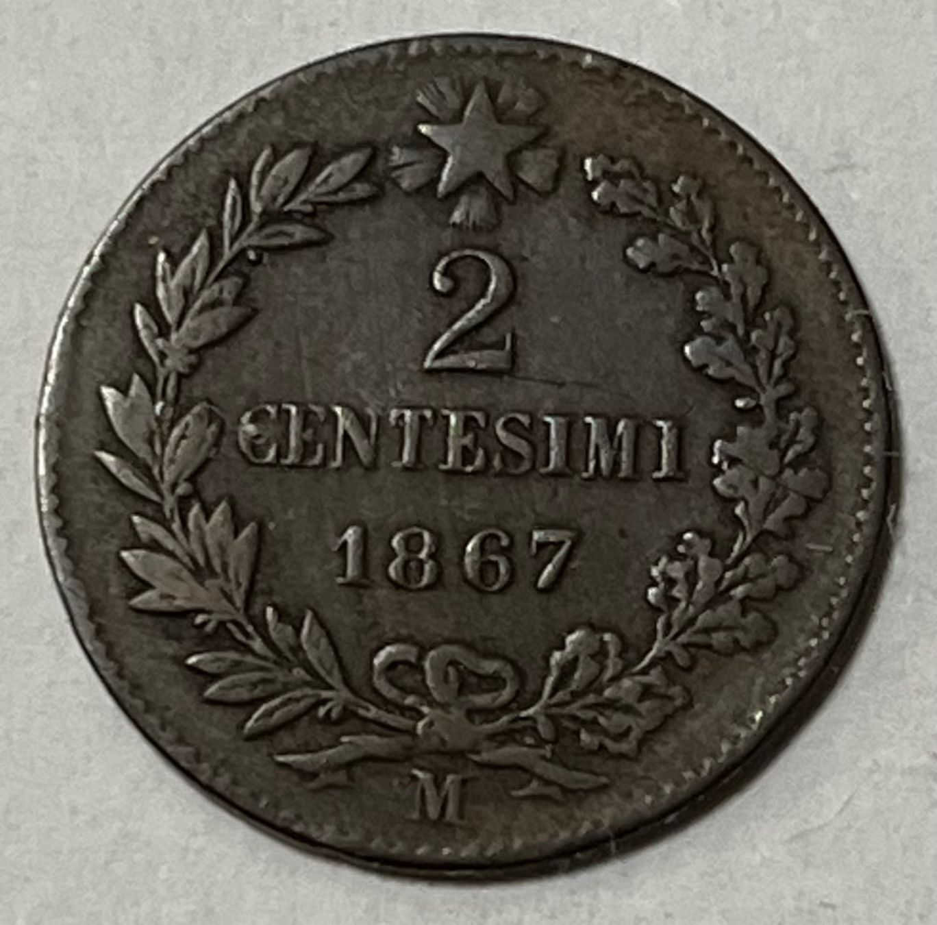 Alle Münzen: 2 Centesimi - Victor Emmanuel II - Italien - 1867 – Gebraucht aus Dietikon von Numis8953 1