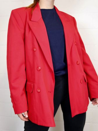 Roter Damenblazer, Vintage Stil, Grösse M - Hingucker!