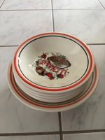 6 Spaghetti Teller & 1 Spaghettischüssel Keramik mit Motiv