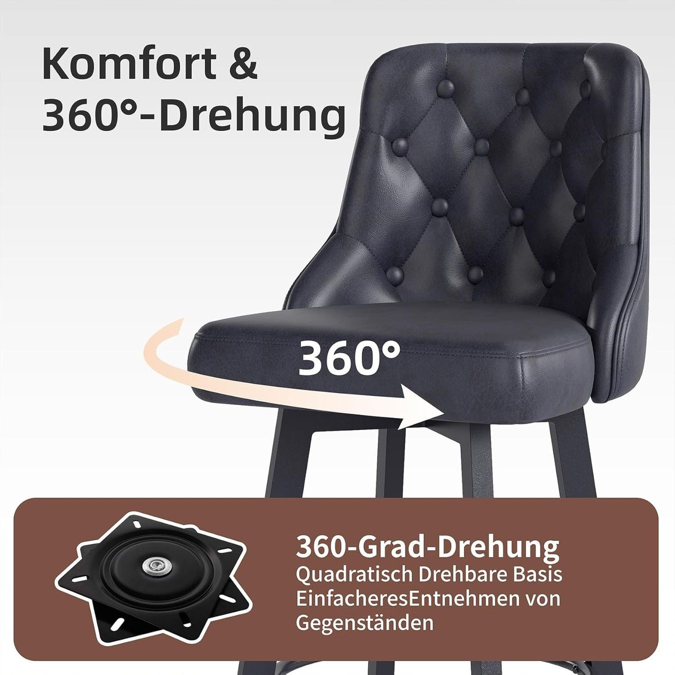 Hocker: Barhocker 4er Set PU-Leder wasserdicht Schwarz – Neu und originalverpackt aus St. Gallen von VerkaufsMaus50 6