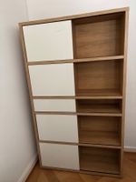 Regal Rya I Hochglanz weiss mit Eiche Dekor