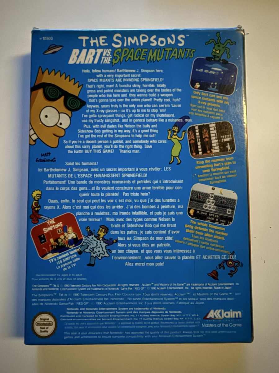 Nintendo Giochi: Simpsons Bart vs. Space Mutants NES - Jeu Complet! – Usato da Chavornay venduto da brunodasilva87 3