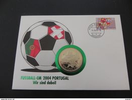 Münzbrief Liberia 5 Dollars 2004 St Jakob Park Basel EM 2008