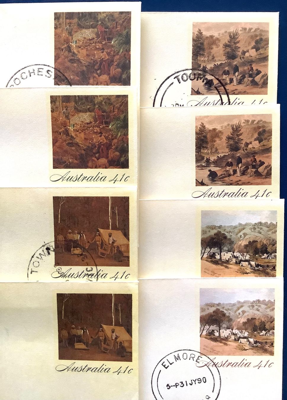 Tutti i francobolli: 1990 Australien - Goldrausch - 8 Briefe- Postfrisch & ET – Nuovo (secondo la descrizione) da Liestal venduto da Pep3 1