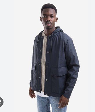 Rains short jacket veste imperméable court L navy NEUF