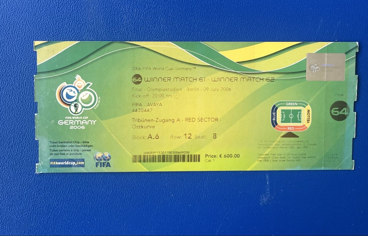 Biglietti: FUSSBALL WELTMEISTERSCHAFT 2006 FINAL TICKET – Usato da Münchenstein venduto da tschepo64