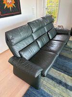 3er-Ledersofa mit 2 Sesseln  dunkelgrün
