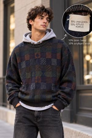 Pull vintage oversize XL 50% laine