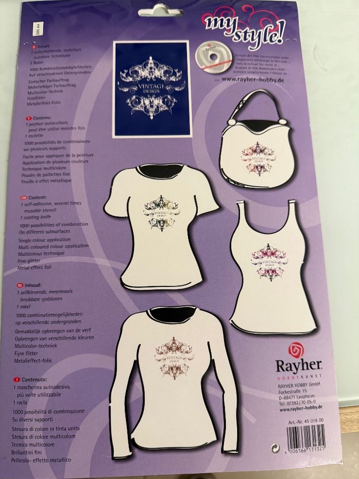 Schablonen: Siebdruck-Schablone Vintage Design, A4 NEU – Neu und originalverpackt aus Fällanden von Eifachschoen 2