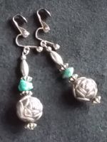 Vintage Silber/Türkis Ohrhänger mit Clips