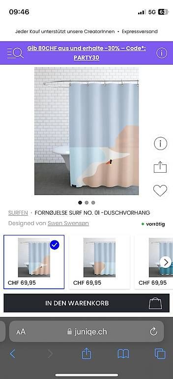 Tende: Duschvorhang Juniqe Surf – Usato da Stettlen venduto da idahu