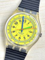 Swatch Uhr gelb schwarz 34mm Herren Damen mit Box