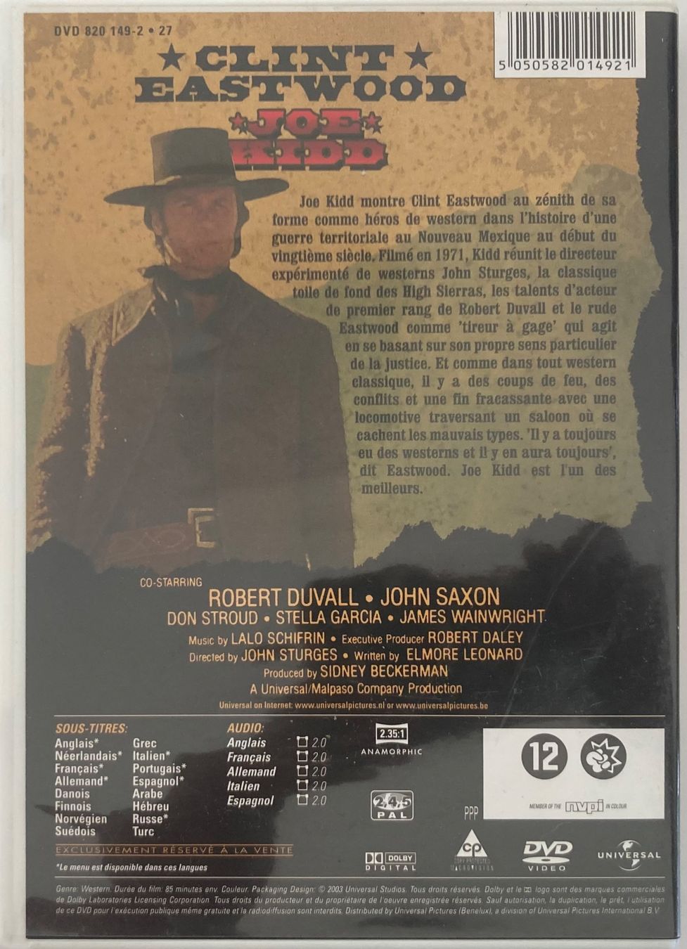 Tous les DVDs: CLINT EASTWOOD - JOE KIDD – D'occasion à Poliez-Pittet par Newtown-Records 1