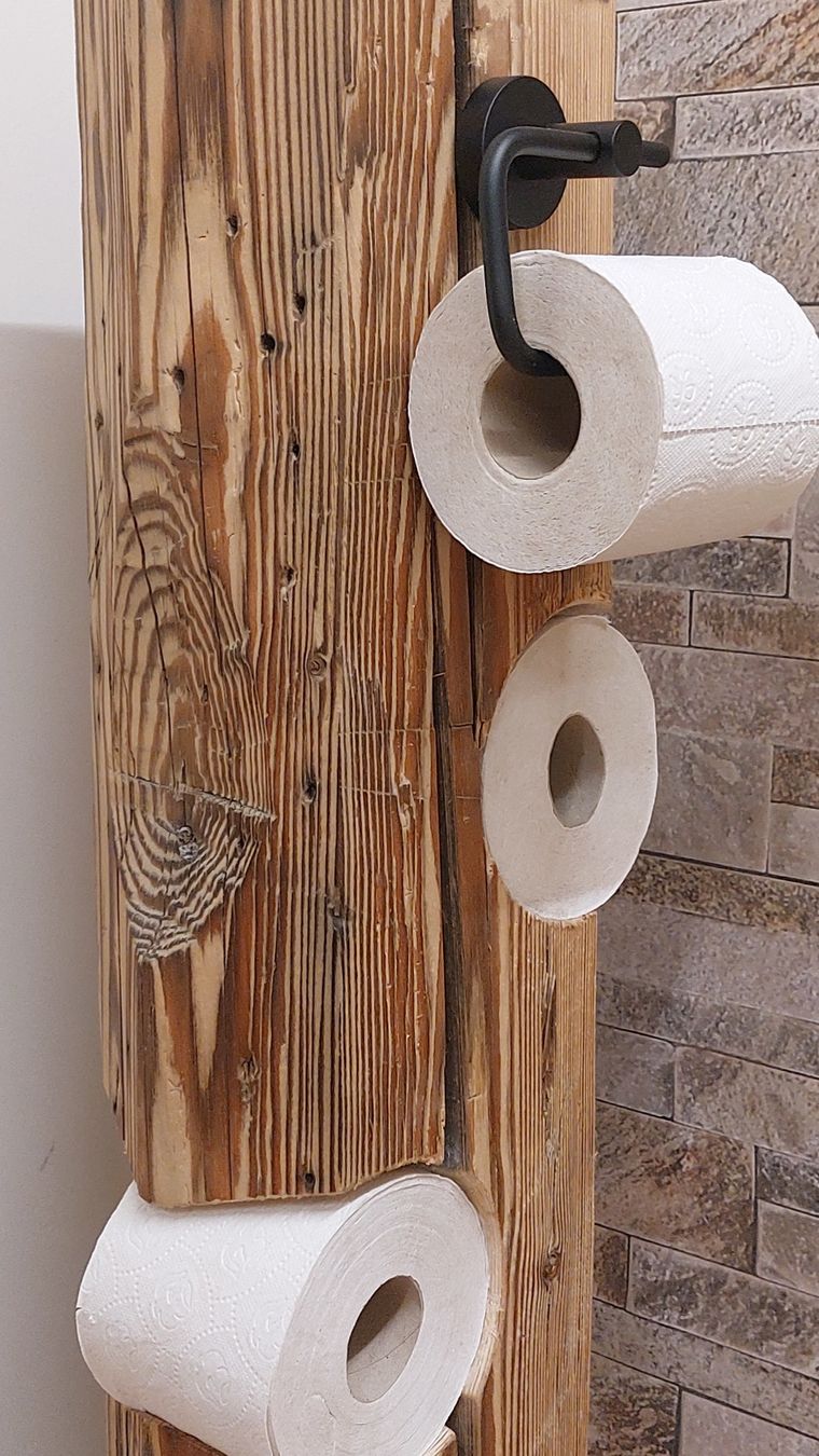 WC: Rustikaler WC-Rollenständer aus einem Altholzbalken – Nuovo e nell'imballaggio originale da Egnach venduto da Oldwoodstyle 8