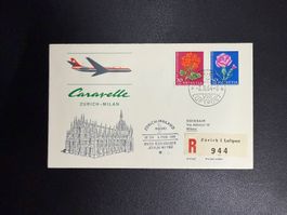Swissair Erstflugbrief Zürich - Mailand 1964