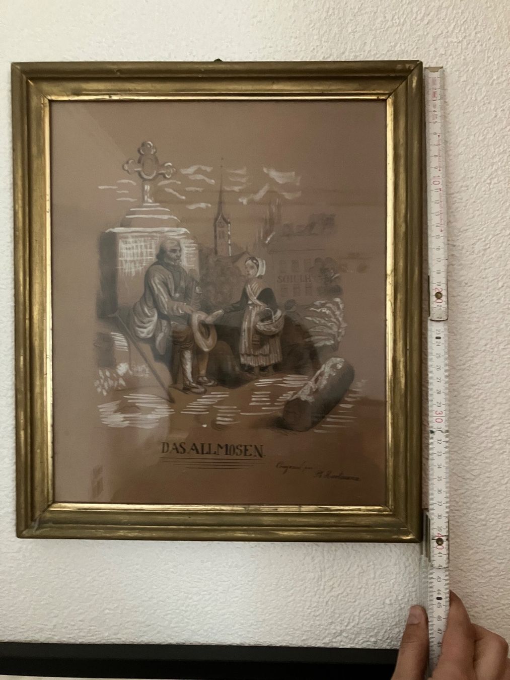 Poster & Bilder: Antikes Bild "Das Almosen" gold gerahmt PH. Hartmann – Gebraucht aus Schlieren von mvm01 4