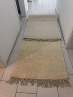 WOOLMARK Läufer Teppich Beige Wolle Handgeknüpft 