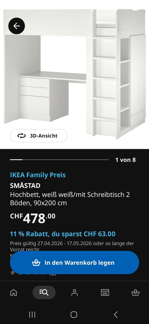 Ikea Letti: IKEA SMASTAD Hochbett mit Schrank – Usato da Goldach venduto da Debo0703 4