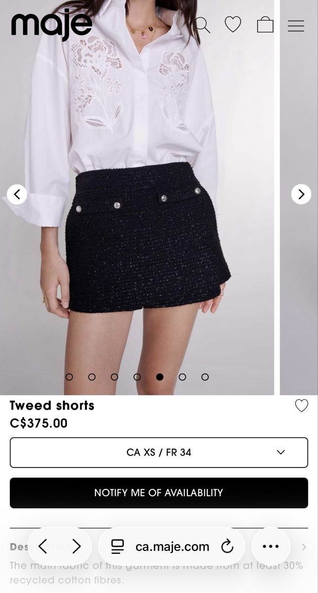 Maje Pantaloni: Maje Tweed Shorts Schwarz XS  – Usato da Schaffhausen venduto da ale_gx7r 5