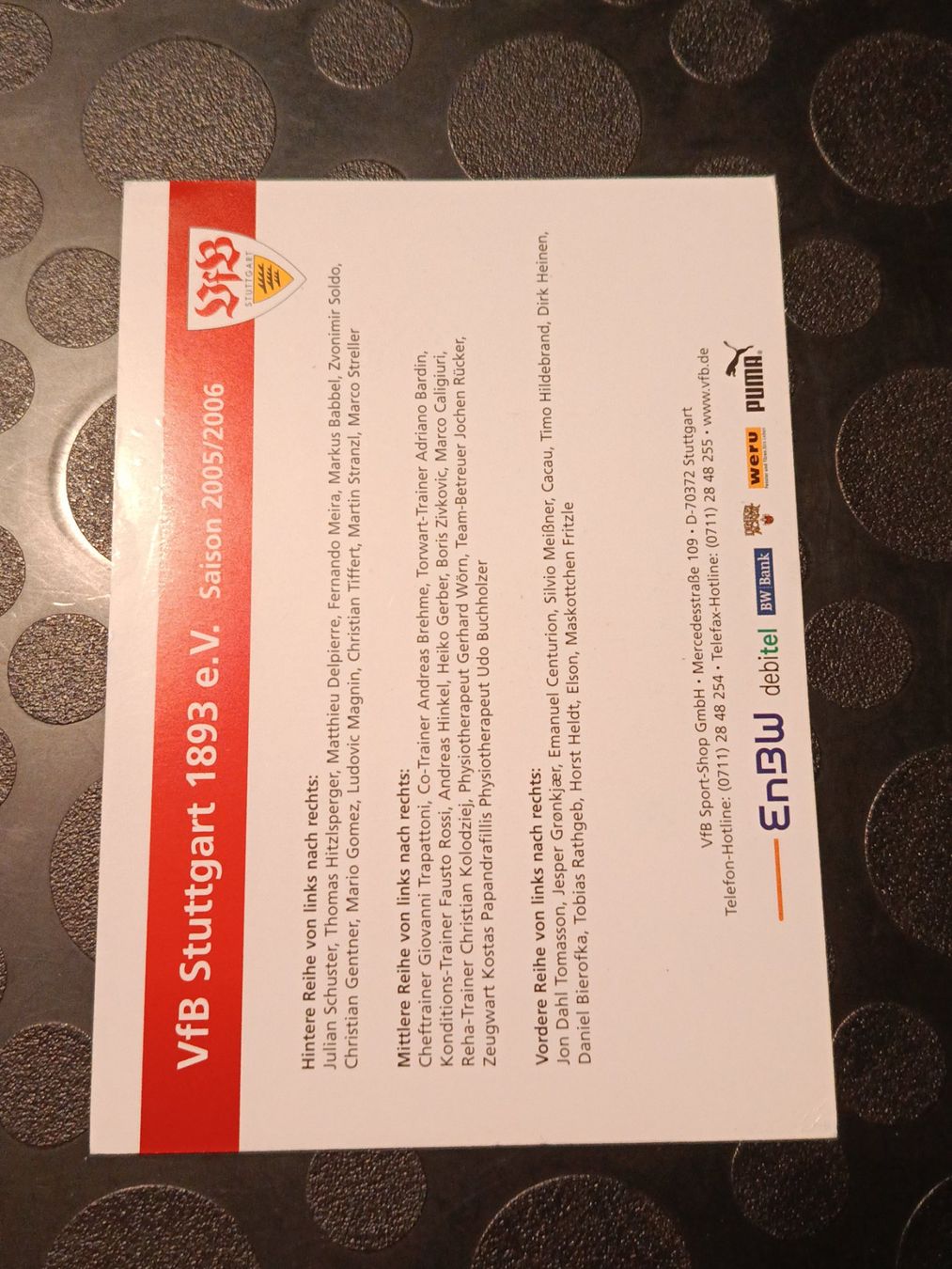 Autografi: VfB Stuttgart - alte Karte 2005/2006 – Usato da Menziken venduto da Artographs 1