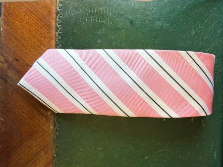 Cravate Lorenzo Cana rayée rose/blanc 100% soie
